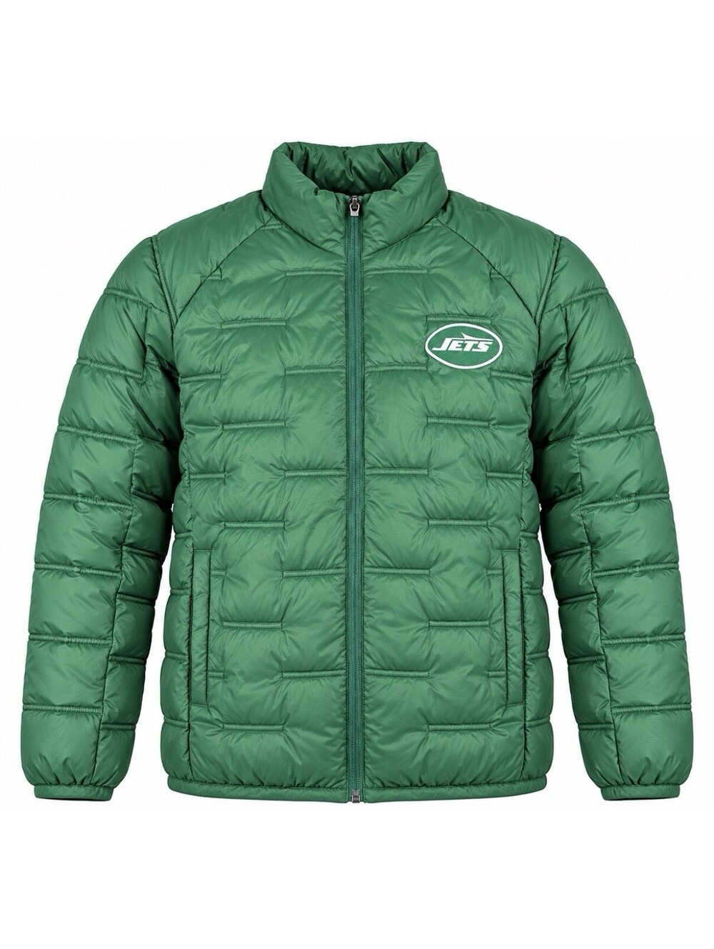 New York Jets Puffer Jacket Mens Small Green Full Zip NFL Quilted Insulated Coat